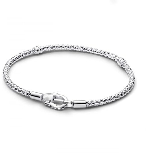 PANDORA Moments Nietenarmband mit Nietenverschluss aus Sterling-Silber, Kompatibel Moments Anhängern, Größe: 19 cm, 593680C01-19