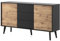 DomoHome Kommode Sideboard Loft-Style Willow Schwarz + Artisan Eiche 104x83x39 cm – 2 Türen, 3 Schubladen, Griffloses Öffnungssystem, Modernes Design für Wohnzimmer
