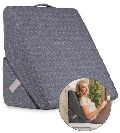 Vitapur 3-in-1 Lesekissen - Ergonomische Rückenstütze mit verstellbaren Armen und abnehmbarem Nackenkissen - Für Bett, Sofa und Sessel - Atmungsaktiver Bezug - Grau