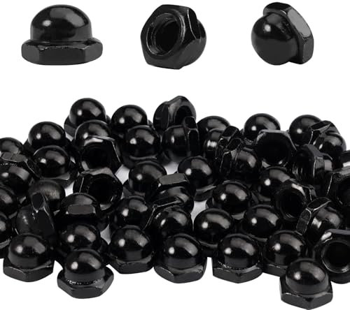 50 Pezzi Dadi Ciechi M8 Antiruggine Antisporco Antiscivolo Dadi Cappuccio Esagonali Nichelati per Viti di Protezione, Dadi a Barra Filettata e Bulloni Filettati, Uso Interno ed Esterno (Nero)