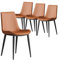 Moderne Esszimmerstühle aus Leder, 4er-Set, mit Metallbeinen, stilvolle Küchenstühle für Inseln, bequeme und stilvolle Stühle mit Rückenlehne, orangefarbene Wohnzimmerstühle (4 Stück)