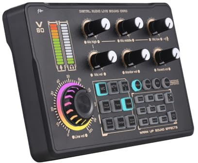Lvifloae Live Sound Card Audio - professioneller Soundkartenmixer mit DJ -Mixer -Effekten und Sprachwechsler BT Wireless Audio -Schnittstelle in eingebauter wiederaufladbarer Akku