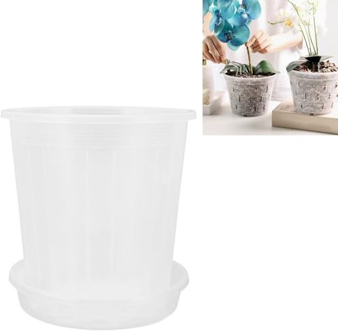 TYCIONG Pot D'orchidée en Plastique Transparent, Grand Drainage, adapté aux Types de Plantes, Observation Facile, Pot de Plante D'orchidée Robuste, Est livré (Grandes soucoupes