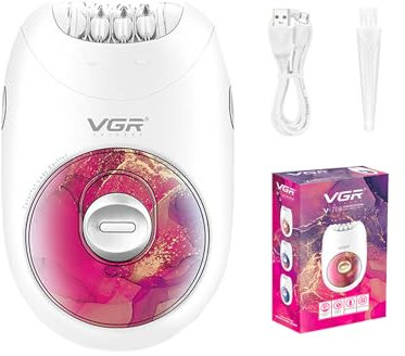 VGR 706 Epilierer für Damen, Tragbares Kabelloses Elektrischer Haarentferner für Beine, Achseln, Rücken, Ganzkörper, Haarentfernung mit 18-Pinzetten-System, 2 Geschwindigkeiten, Leises Design, Rot