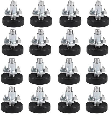 16 Stück Stellfüße Höhenverstellbar, Nivellierfüße mit Einschlagmutter M6 Ø 21mm, Schraubfüße, Verstellbare Möbelfüße Stellfuß, Verstellschraube, M6 Verstellbare Möbelfüße, Regulierschraube (18×22MM)