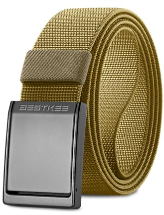 BESTKEE Taktischer Arbeitsgürtel Herren, 3,8 cm Breit, Verstellbarer Nylon-Gürtel mit Metallschnalle, Schwarz