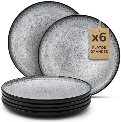 Twinzee 6 Grandes Assiette Perla - Compatible Micro-onde - Assiettes Service de Table Riviera Collection