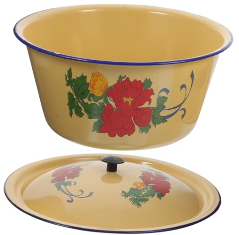 Enamel Stockpot Deep Capacity Fast Heating Kitchen Cookware Pot | High Temperature Resistance, Slow Heat Dissipation, Soup and Stew Use, Enamel Finish, Suitable for Kitchen Prep Random Style