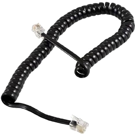 OPAX51 Spiral-Telefonkabel, RJ10, RJ9, RJ22, Festnetztelefon, Länge 180 cm, 4-adrig, 4P4C, Schwarz, 51CH080 B