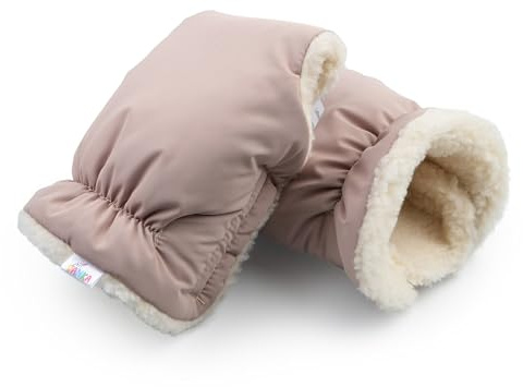 DANKA® Handwärmer Kinderwagen Handschuhe Handmuff mit warme Fleece und Baumwolle Innenseite Wasserdicht und Winddicht Stroller Handmuff Universalgröße für Kinderwagen, Buggy (Beige)