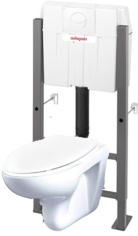 Wirquin 55724823 Wc suspendu imageo complet avec plaque de commande double chasse blanche