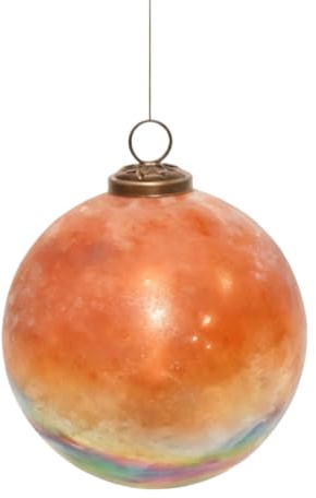 Antikas - Premium Weihnachtskugeln rund, Glas orange – handgemacht in Indien, ⌀13 cm, 4er Set