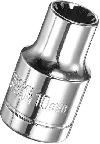 TA-VIGOR 12 Point Socket 1/2 Drive by 10mm Metric Shallow Socket Chrome Vanadium Steel, 1/2 Sockets with Polished Chrome Finish for Ratchet Wrench, Mechanical Maintenance DIY Tool
