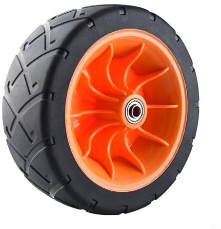 All Terrain Roue de rechange de 20,3 cm avec roulements pour chariot de jardin pliable, conçue pour les conditions difficiles et les charges lourdes (orange)
