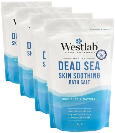 Westlab Health Dead Sea Bath Salts 1kg (4 Pack) | Help Soothe and Calm Dry, Irritated Skin, Help to Protect the Skin’s Natural Barrier, 100% Natural Mineral-rich Salt