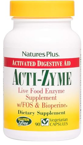NaturesPlus ActiZyme - Digestive Enzyme Supplement with Pro & Prebiotics, Bromelain, Lactase, Legumase, Proteolitic Enzymes - Gluten Free, Vegan - 90 Capsules