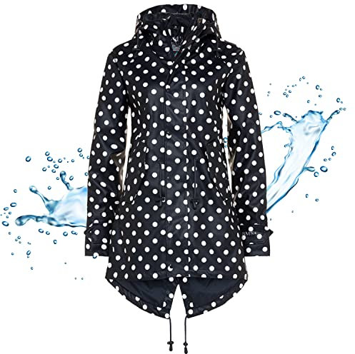 BMS Regenmantel 100% wasserdicht - marine mit weissen Punkten - 36