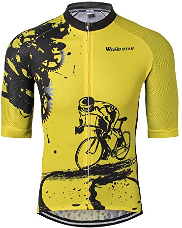 Shenshan Cycling Jersey Men bike clothing bicycle jersey top MTB jersey short sleeve Summer Yellow Size L