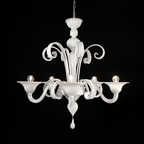 Firenze lustre en verre de Murano 5 lumières blanc