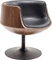 Kare Design Drehstuhl Club Walnut, Schwarz/Braun, 360 Grad Drehbar, Sessel, Tulpenfuß, Modern Retro Design, Mid Century, Wohnzimmer, Kunstleder mit Holzfunier Walnuss, Stahl, 75x62x61cm (H/B/T)