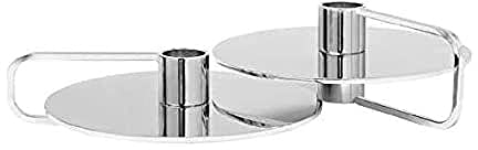 blomus Kerzenhalter-65753 Kerzenhalter, Silber, H 6 cm, H 4 cm, T 14 cm, Ø 12, 5 cm