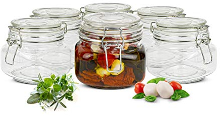 Sendez 6X Einmachglas 500ml Bügelverschluss 2-12 Stück Eckig Einmachgläser Vorratsglas Vorratsdose (6 Stück)