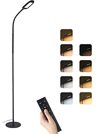 Lampadaire sur Pied Salon, 126 LED lampe de lecture, 4 modes de couleur, 5 modes scène, Cou 360 ° Flexible, Infinite Dimmable, Télécommande & Touch Control, Détachable pour chambre salon