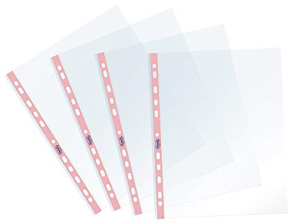 Favorit, Enveloppes perforées, 25 pièces, 22 x 30 cm, bande colorée rose pastel, transparente et brillante, grande épaisseur
