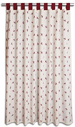 SeGaTeX home fashion Landhaus Schlaufen-Schal Knut naturfarben mit kleinem Hirsch-Motiv rot 70 cm oder 150 cm breit