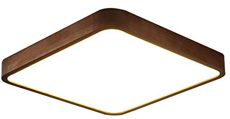 20W Deckenlampe Rechteck Holz-Lampe Dimmbar Fernbedienung Deckenleuchte Nussbaum und Acryl Wohnzimmerlampe Deckenlichter Schlafzimmer Badezimmer Büro Kindernzimmer,40CM