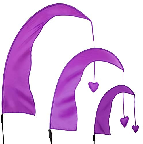 alles-meine.de GmbH 3 Stück Windfahnen/Balifahnen Farb & Größenwahl XL - 1,5 Meter - lila/violett - mit Stab/Fahnenstange - UV-beständig & wetterfest - Gartenfahnen -..