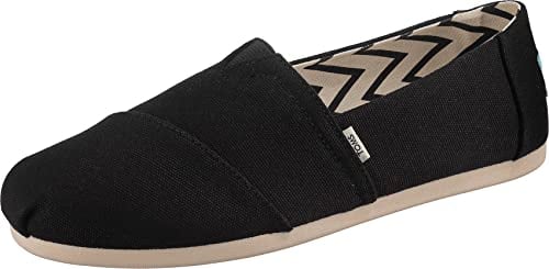 TOMS Damen Alpargata aus recycelter Baumwolle Flache Slipper, Schwarz Weiß, 42 EU