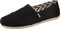 TOMS Womens Recycled Cotton Alpargata Loafer Flat, Black White, 8 UK