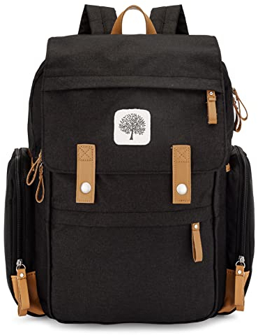 Parker Baby Wickelrucksack - Große Wickeltasche mit isolierten Taschen, Kinderwagengurten und Wickelunterlage - Birch Bag - Grau