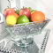 Biznest XL Silver Glass Fruit Bowl Bling Crushed Diamond Gifts for All Occasion Home Decor