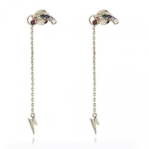 Aotiwe Zirkonia Ohrring, Quaste Ohrschmuck Blitz Baumeln Ohrringe Kristall Kubikzirconia 925 Sterling Silber Mädchen Silber