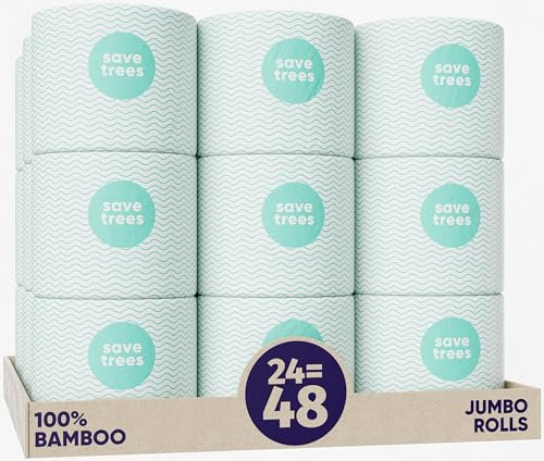 Cloud Paper Bambus Toilettenpapier - 24 Rollen umweltfreundliches Toilettenpapier, 3-lagig, 350 Blatt pro Rolle - weich und stark, FSC-zertifiziert, elementell chlorfrei, plastikfrei, vegan