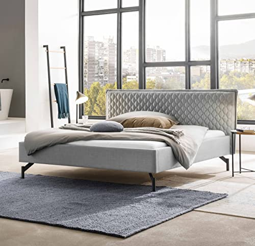 Hasena Polsterbett Nardo 20 Stoff grau Metallfüße anthracit 180x200