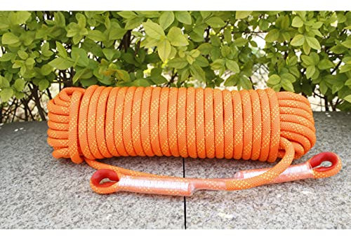 QHYFAY Cuerda De Escalada 18mm Cuerda De Seguridad para Escalada En Roca Multiusos Cuerda De Rescate Alta Resistencia con 2 Mosquetones para Senderismo Montañismo Camping