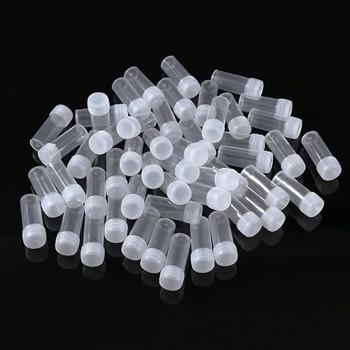 5 ml Kunststoff-Probeflaschen, Reagenzgläser, kleine Flaschen, Phiolen-Aufbewahrungsbehälter, Mini-Aufbewahrungsbox mit Deckel, 50 Stück