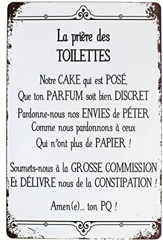 SMARTAIAN La Preghiera des Toilettes Targa in metallo vintage