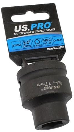 US PRO Tools Single 3/4 DR 17mm 6 Point Impact Socket 3693