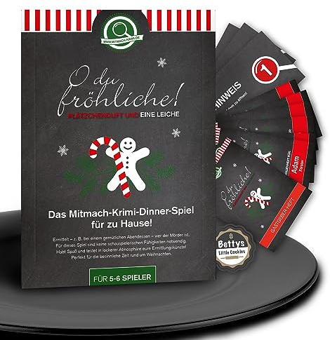 mitmach-krimi – O du fröhliche! Plätzchenduft und eine Leiche – Krimidinner Spiel für zuhause für 5-6 Personen – Krimispiel für Erwachsene Erwachsene - Weihnachtsfeier
