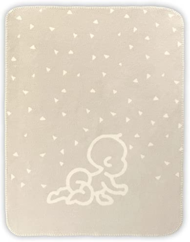 Sanosoft Kuscheldecke für Babys 75x100cm - Made in Germany - Öko-Tex 100 Baumwoll Babydecke (Creme/Beige)