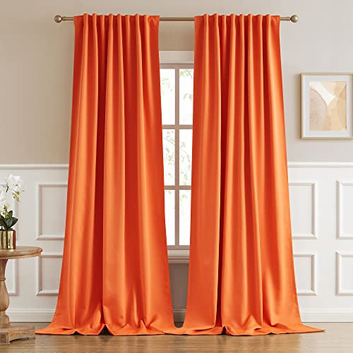 DUALIFE Extra lange Gardinen Schiebevorhang für Glasschiebetür – Herbstdekor-Vorhänge für Wohnzimmer, Schlafzimmer, 132 x 274 cm, Rückseite und Stangentasche, 2 Paneele