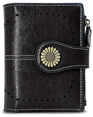 TANTOMI Geldbörse Damen Leder mit RFID Blocking, Münzfach Zipper, Mehrere Kartenfächer und Hasp, Bordeaux