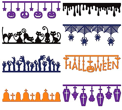 GLOBLELAND Halloween-Spitzenbordüren-Stanzformen Für DIY Scrapbooking, Metall-Halloween-Kürbis-Bordüren, Stanzungen, Prägeschablonen, Vorlage Für Die Papierkartenherstellung, Dekoration