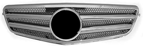 Auto Kühlergrill für Benz W204 C-Class C300 C280 2007-2014, Grill Schwarz Glänzend Doppel-Lamellen Grill Front Doppel Rippen Grill Kühlergrill Links Rech