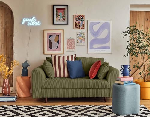 Lisa Design Rune – 2-Sitzer Sofa – aus Cord Grün