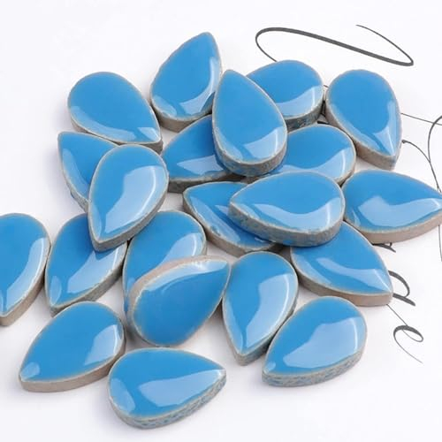 500g Raindrops Ceramics Mosaic Tiles for DIY Crafts Home Decoration, 1.2 x 1.9 cm DIY Mosaic Tile Kits for Craft Plates Flowerpots Vases Cups Mosaic Making Supplies Art Projects (Sky Blue)